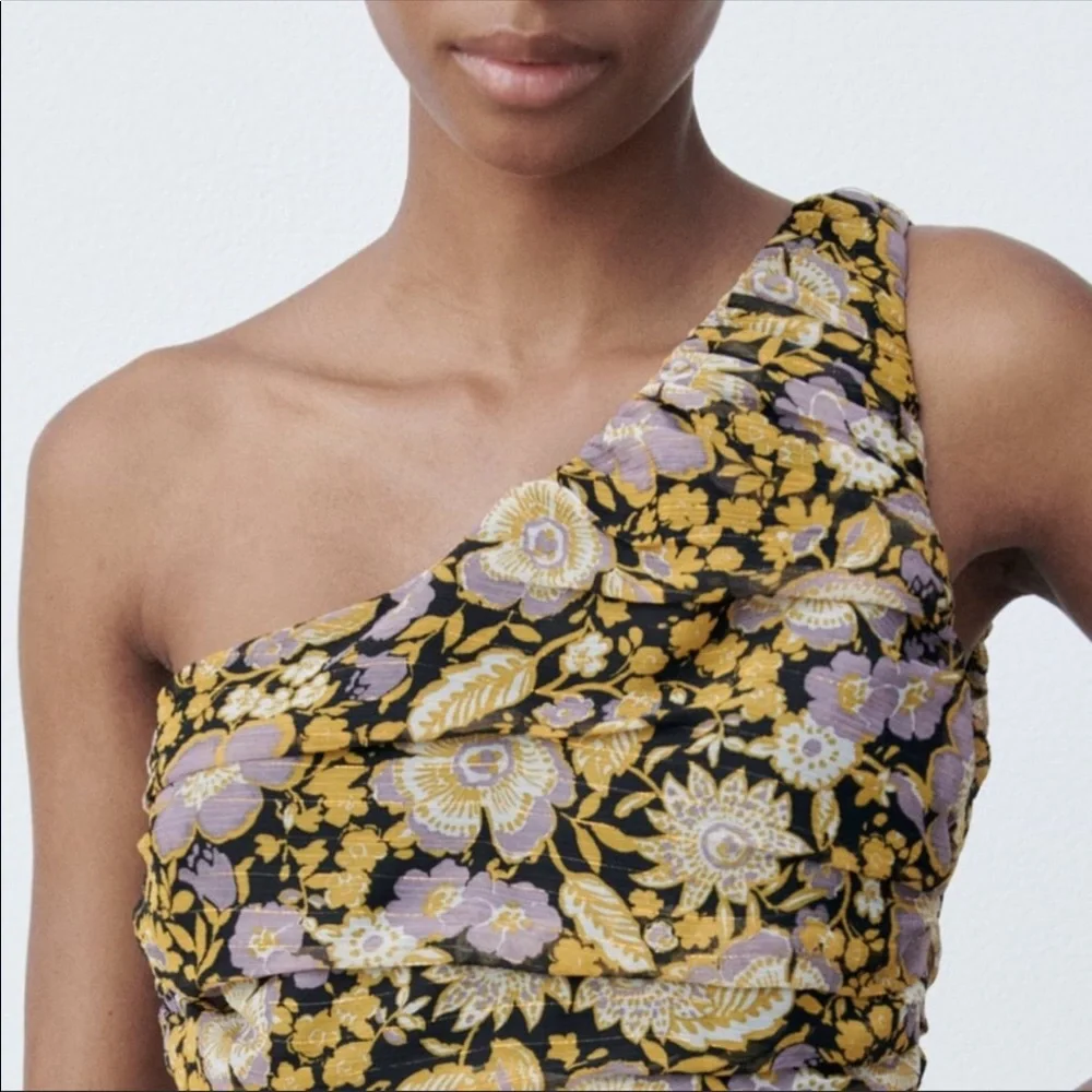 Zara NWT floral draped dress size small - Picture 3 of 12